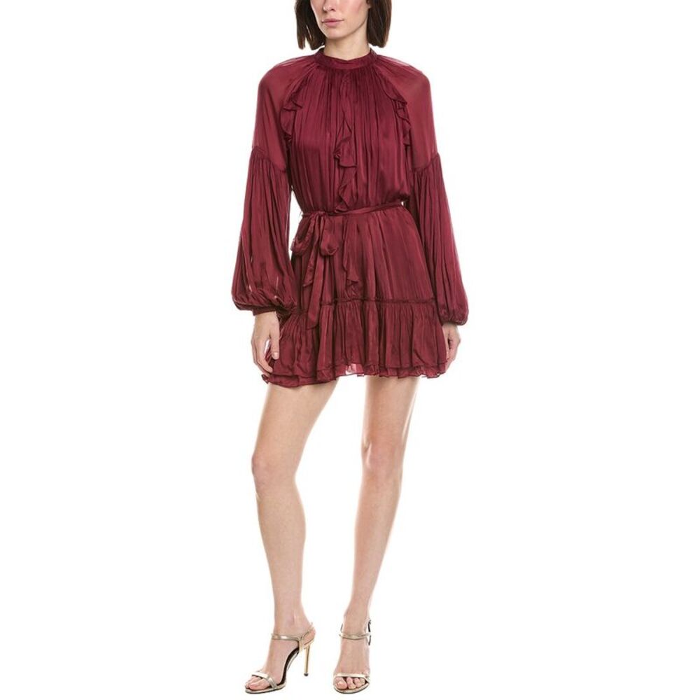 Hemant & Nandita Womens Solid Mini Dress, Red